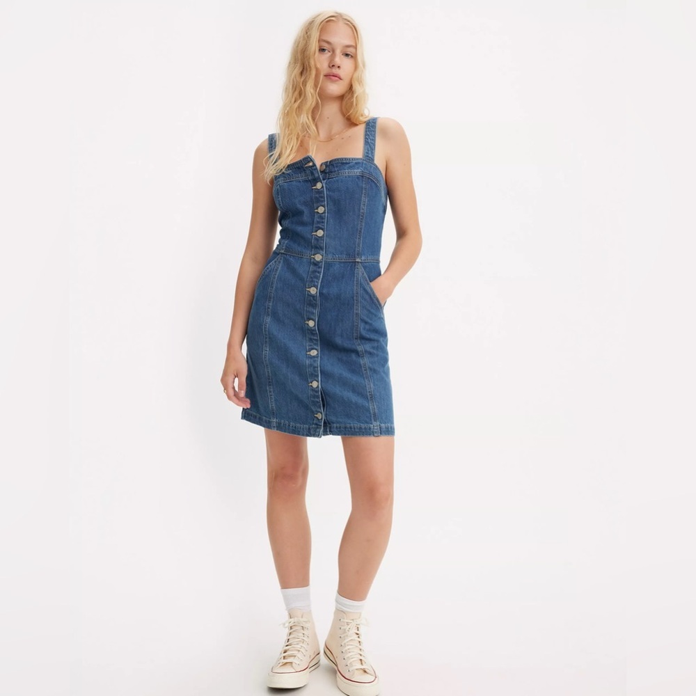 Levi's Women's Blue Denim Button-Down Dress